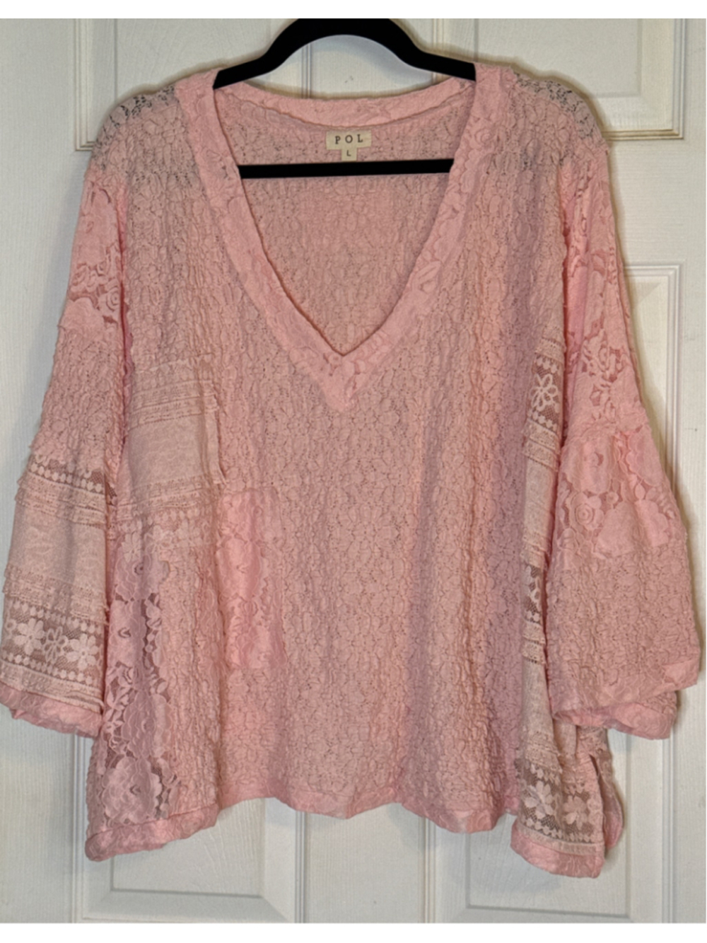 POL Lace Blouse Size L Pink - Picture 2 of 6